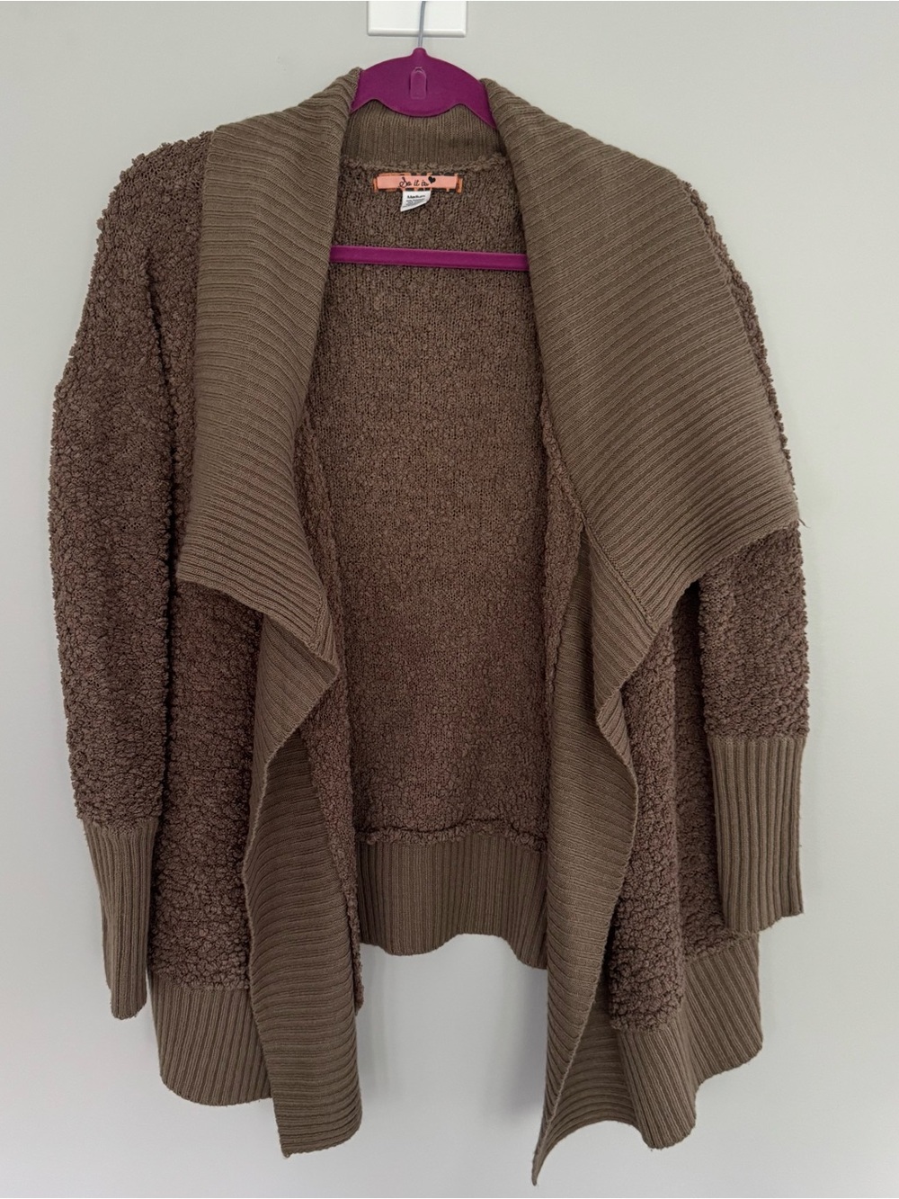 EUC - Cozy Open-Front Brown Junior’s Sweater Cardigan